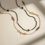 Gold color / 1 Piece Classic Elegant Style Bead Shape Stainless Steel  Gold Color Inlay Natural Stone Women's Beaded Necklace Picture2